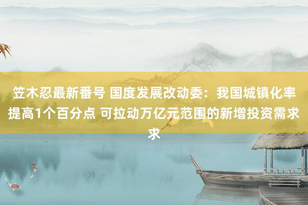 笠木忍最新番号 国度发展改动委：我国城镇化率提高1个百分点 可拉动万亿元范围的新增投资需求