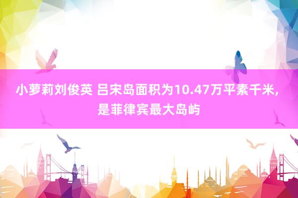 小萝莉刘俊英 吕宋岛面积为10.47万平素千米, 是菲律宾最大岛屿