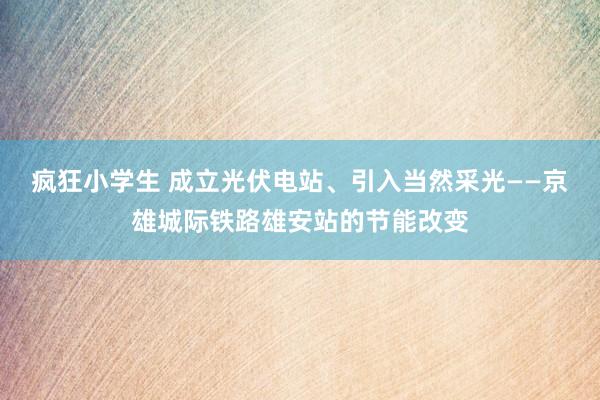 疯狂小学生 成立光伏电站、引入当然采光——京雄城际铁路雄安站的节能改变