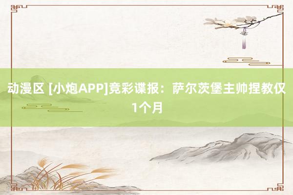 动漫区 [小炮APP]竞彩谍报：萨尔茨堡主帅捏教仅1个月