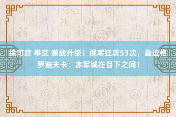 徐可欣 拳交 激战升级！俄军狂攻53次，靠近格罗迪夫卡：赤军城在目下之间！