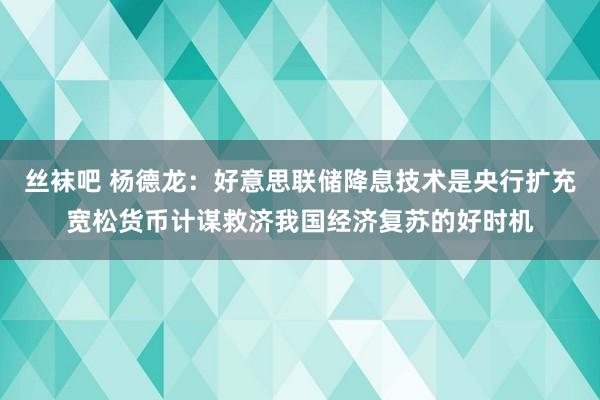 丝袜吧 杨德龙：好意思联储降息技术是央行扩充宽松货币计谋救济我国经济复苏的好时机