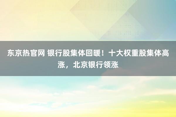 东京热官网 银行股集体回暖！十大权重股集体高涨，北京银行领涨