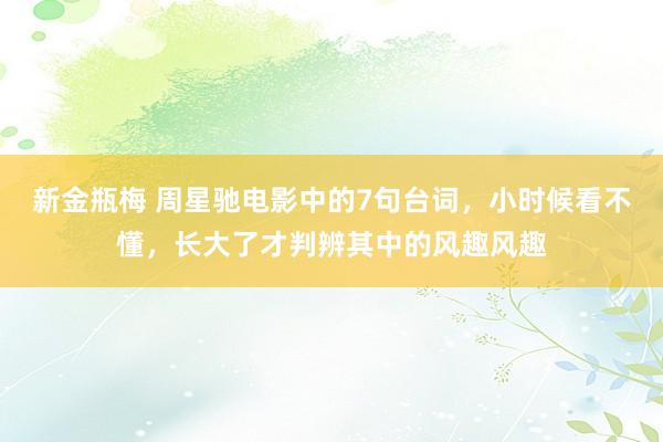 新金瓶梅 周星驰电影中的7句台词，小时候看不懂，长大了才判辨其中的风趣风趣