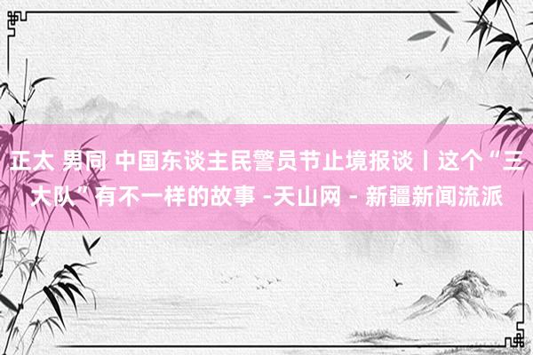 正太 男同 中国东谈主民警员节止境报谈丨这个“三大队”有不一样的故事 -天山网 - 新疆新闻流派