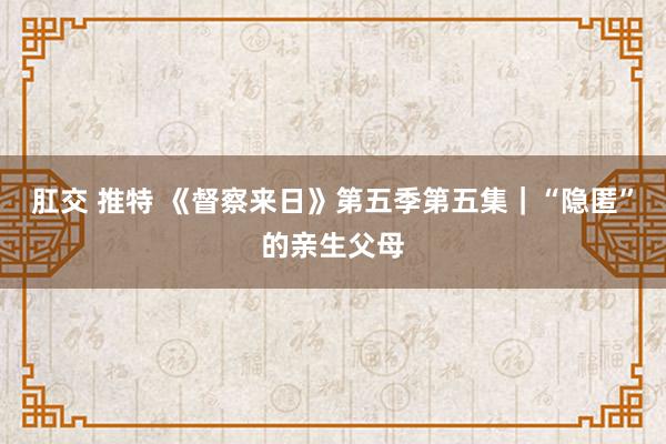 肛交 推特 《督察来日》第五季第五集｜“隐匿”的亲生父母