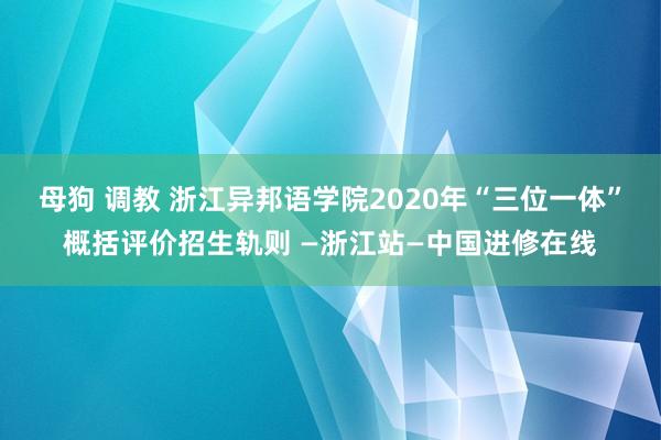 母狗 调教 浙江异邦语学院2020年“三位一体”概括评价招生轨则 —浙江站—中国进修在线