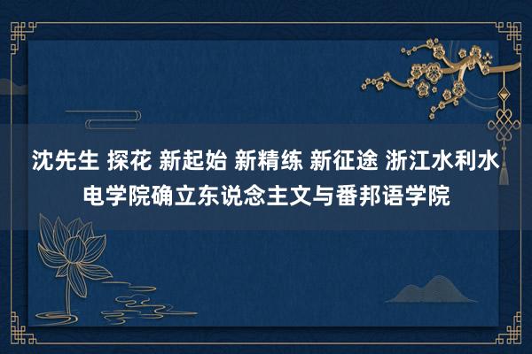 沈先生 探花 新起始 新精练 新征途 浙江水利水电学院确立东说念主文与番邦语学院