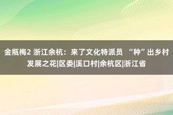 金瓶梅2 浙江余杭：来了文化特派员  “种”出乡村发展之花|区委|溪口村|余杭区|浙江省